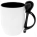 Caneca de Porcelana com Colher 325ML Personalizada Branca com Interior e Alça Colorido