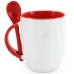 Caneca de Porcelana com Colher 325ML Personalizada Branca com Interior e Alça Colorido