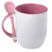 Caneca de Porcelana com Colher 325ML Personalizada Branca com Interior e Alça Colorido