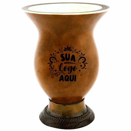 Cuia de Chimarrão Porongo Pé de Inox Personalizada