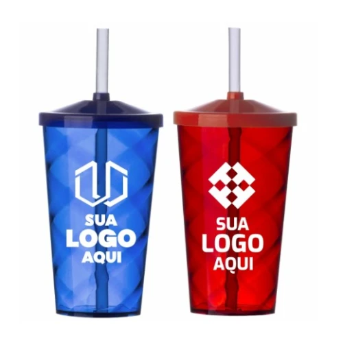 Copo Acrílico Twister com Canudo 500ml Personalizado